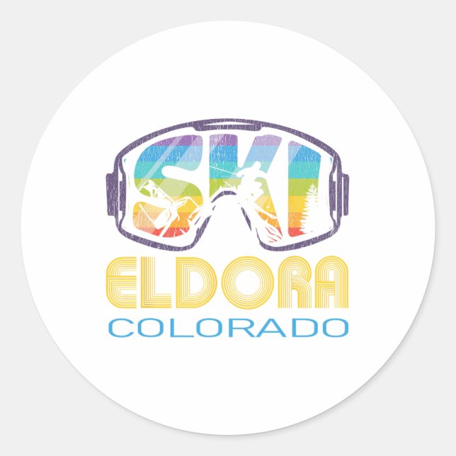 Ski Eldora Colorado Skiing Vacation  Classic Round Sticker (Front)