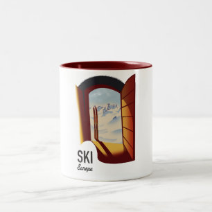 Ski Europe vintage style sports poster Two-Tone Coffee Mug