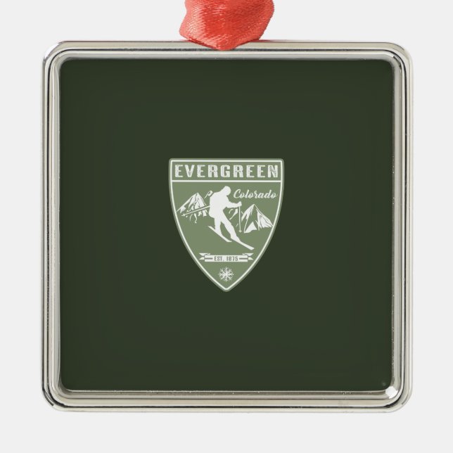 Ski Evergreen Colorado Metal Tree Decoration (Front)