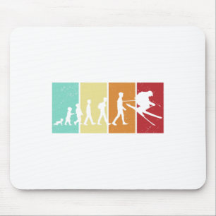 Ski Evolution - Skiing Lovers Mountains Retro Ski  Mouse Pad