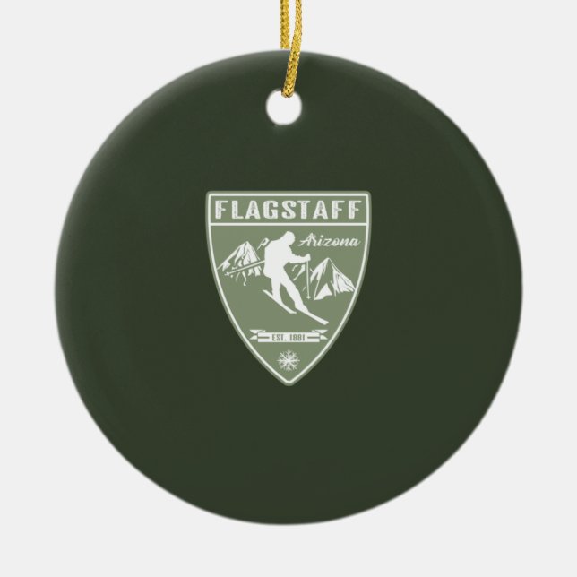 Ski Flagstaff Arizona Ceramic Tree Decoration (Front)