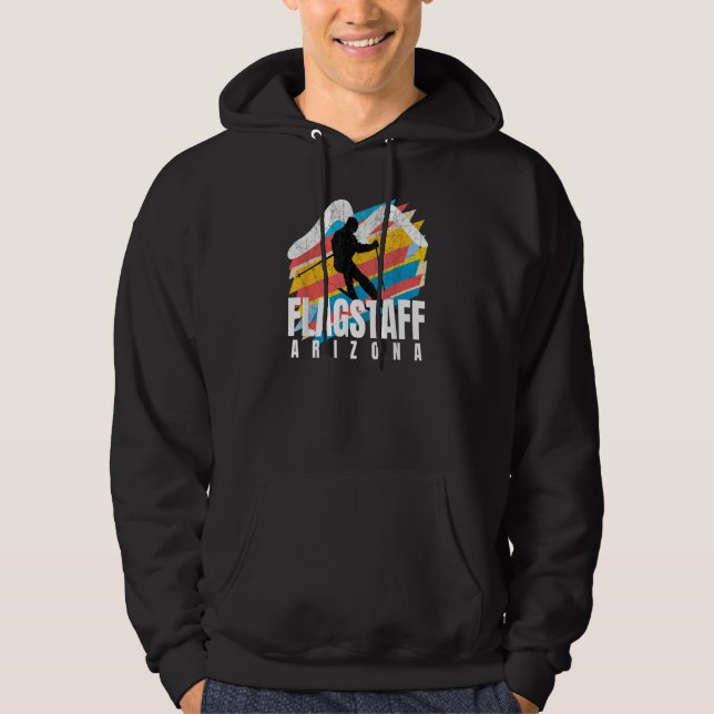 Ski Flagstaff Retro Colourful Geometric Striped Fl Hoodie (Front)