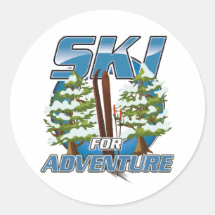 Ski for adventure travel logo classic round sticker