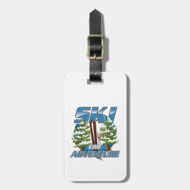 Ski for adventure travel logo luggage tag (Front Vertical)