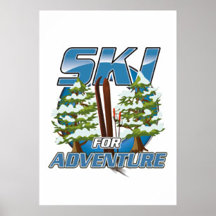 Ski for adventure travel logo poster