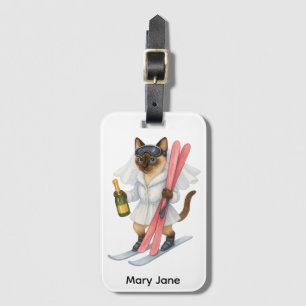 Ski for Bachelorette Party Siamese cat lovers Luggage Tag