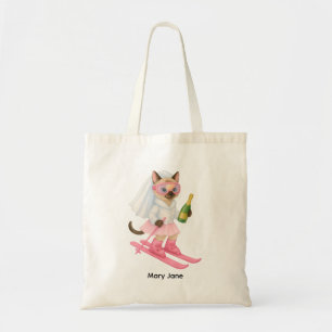Ski for Bachelorette Party Siamese cat lovers Tote Bag