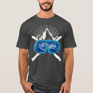 Ski Fort Collins Colorado Flag Skiing Winter Sport T-Shirt
