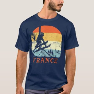 Ski France Vintage Retro Snow Skiing Vacation T-Shirt