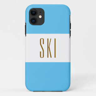 SKI Fun Chic Sporty Bright Sky Blue White Stripes Case-Mate iPhone Case