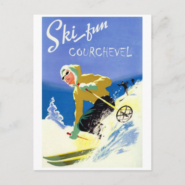 Ski Fun in Courcheval Postcard (Front)
