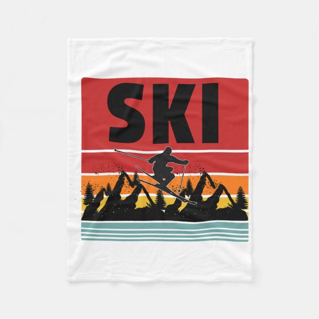 Ski Funny Skier Cool Snowboarder Mountain Skiing M Fleece Blanket (Front)