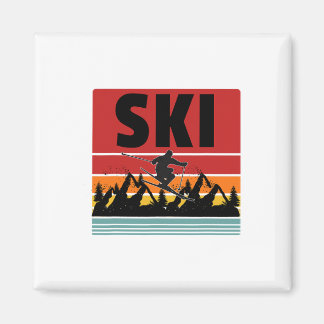 Ski Funny Skier Cool Snowboarder Mountain Skiing M Magnet
