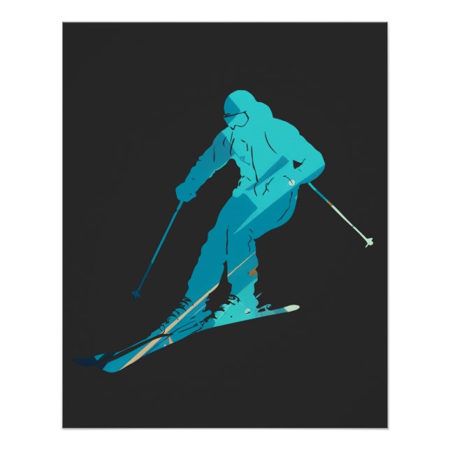 Ski Game Sport Challenge Illustration Silhouette  Poster (Front)
