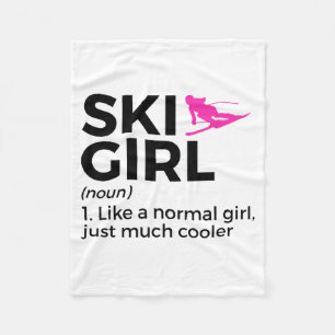 Ski girl definition funny ski fleece blanket