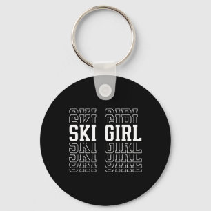 Ski Girl Funny Layered Text Skier Skiing Youth _1 Key Ring