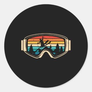 Ski Gl Mountain Snow Skiing Retro Winter Sports Sk Classic Round Sticker