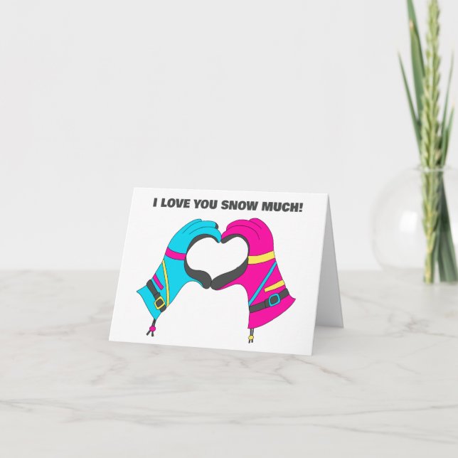 Ski Gloves Skiing Themed Valentine's Day Card (Front)