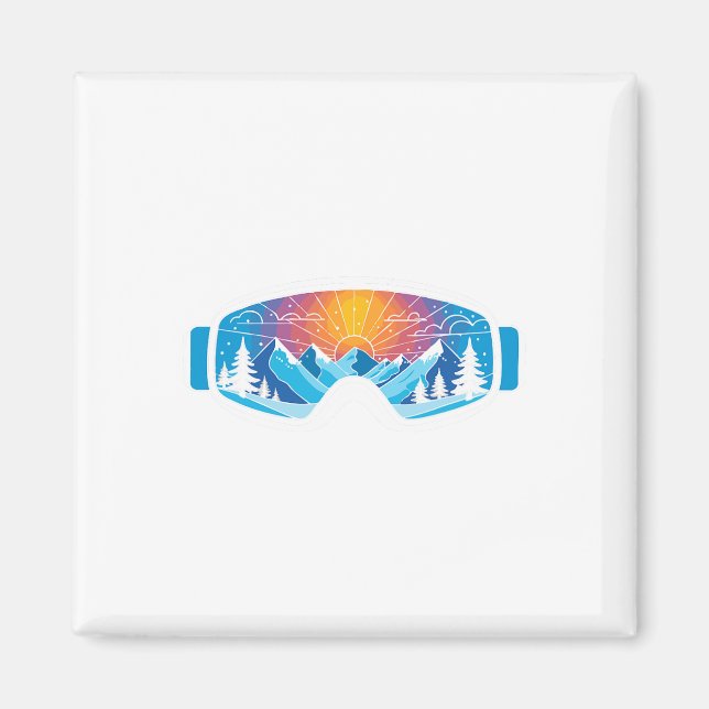 Ski Goggles Art Nature Mountains Minimalist Skiing Magnet (Front)