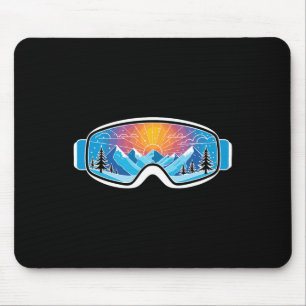 Ski Goggles Art Nature Mountains Minimalist Skiing Mouse Pad