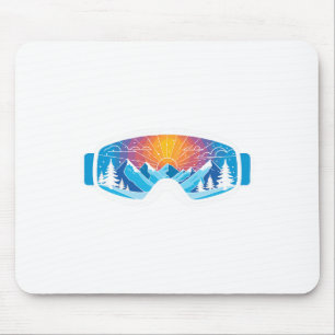 Ski Goggles Art Nature Mountains Minimalist Skiing Mouse Pad