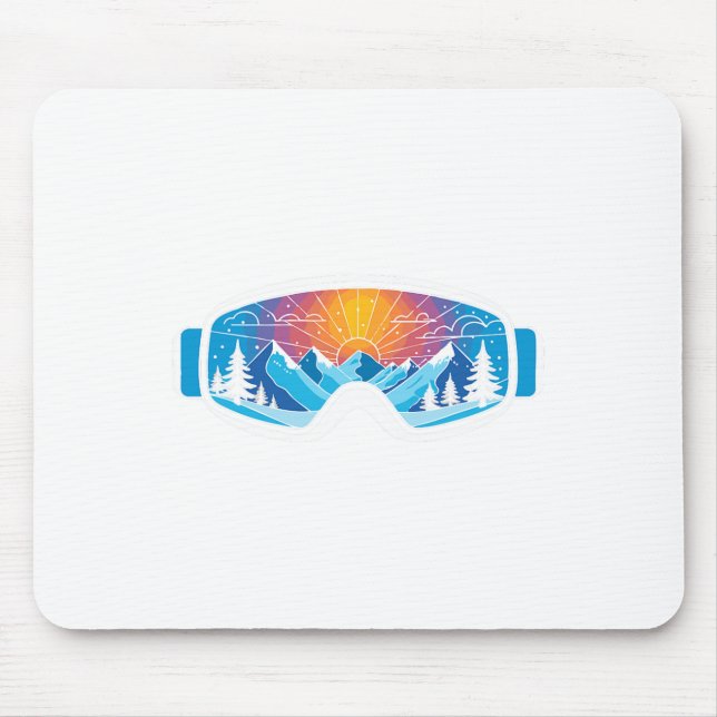 Ski Goggles Art Nature Mountains Minimalist Skiing Mouse Pad (Front)