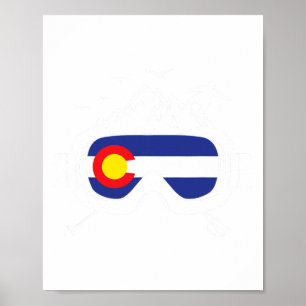 Ski Goggles Colorado Flag Skier Skiing Souvenir Poster