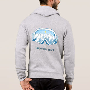 Ski Goggles Illustration Personalised Pale Grey Hoodie