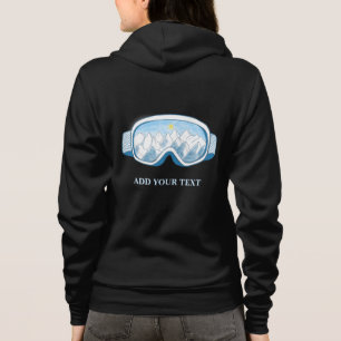 Ski Goggles Illustration Personalized Black Hoodie