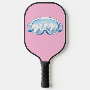 Ski Goggles Mountain Reflection Pastel Pink Pickleball Paddle