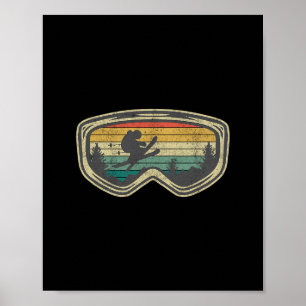 Ski Goggles Mountain Snow Skiing Retro Winter Vaca Poster