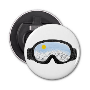 Ski Goggles Mountain View Illustration Bottle Opener