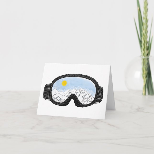Ski Goggles Mountain View Illustration  Card (Front)