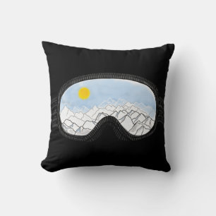 Ski Goggles Mountain View Illustration  Cushion