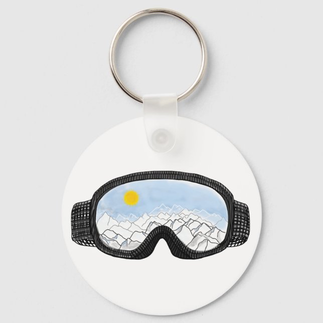 Ski Goggles Mountain View Illustration  Key Ring (Front)