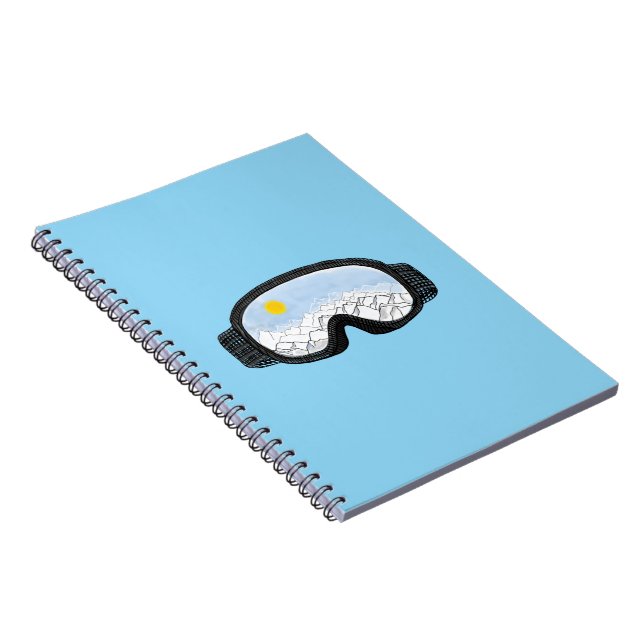 Ski Goggles Mountain View Illustration Light Blue Notebook (Right Side)