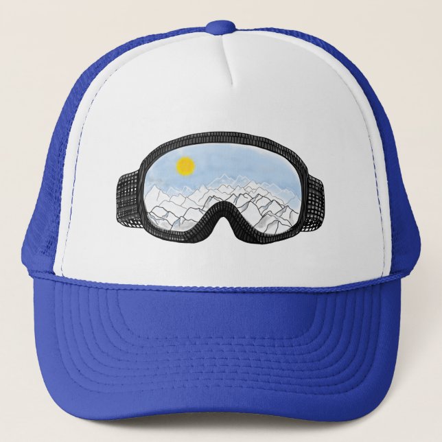 Ski Goggles Mountain View Illustration   Trucker Hat (Front)