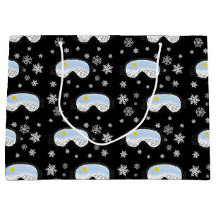 Ski Goggles Mountain View Snowflakes Black Large Gift Bag