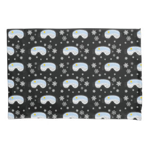 Ski Goggles Mountain View Snowflakes Black Pillowcase