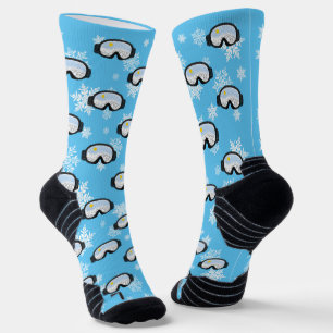 Ski Goggles Mountain View Snowflakes Blue Socks