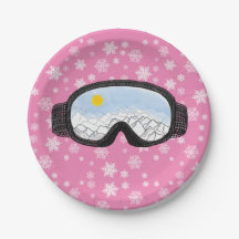 Ski Goggles Mountain View Snowflakes Pink