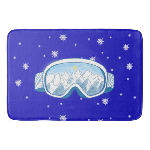 Ski Goggles Snowflake Dance   Bath Mat