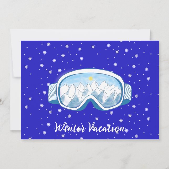 Ski Goggles Snowflake Dance  Customised Vacation Invitation (Front)