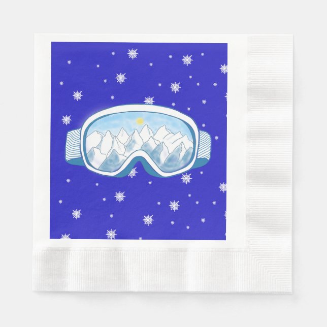 Ski Goggles Snowflake Dance  Napkin (Front)