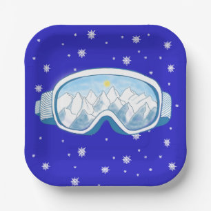Ski Goggles Snowflake Dance Paper Plate