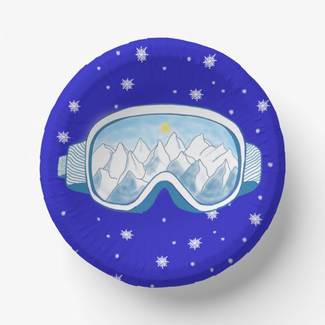 Ski Goggles Snowflake Dance   Paper Plate (Front)