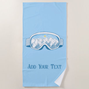 Ski Goggles With Alpine Reflections Personalised Beach Towel