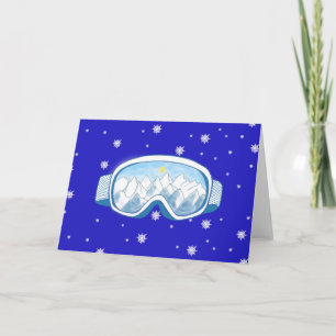 Ski Goggles with mountain reflection Card