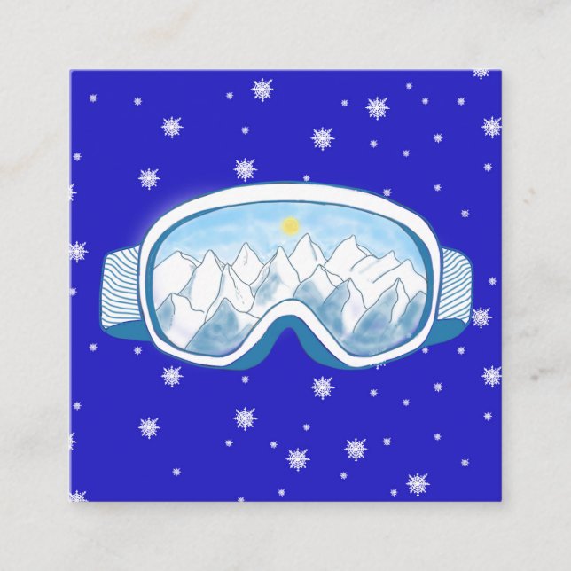 Ski Goggles with mountain reflection Enclosure Card (Front)