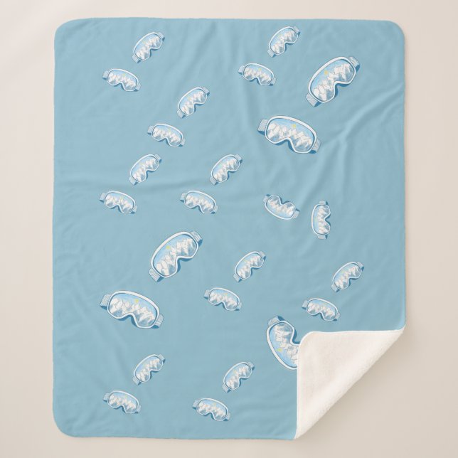 Ski Goggles with mountain reflection   Sherpa Blanket (Front)